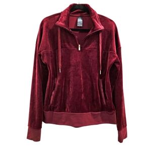 *Champion Burgundy Velvet/Velour 3/4 Zip Pullover Small